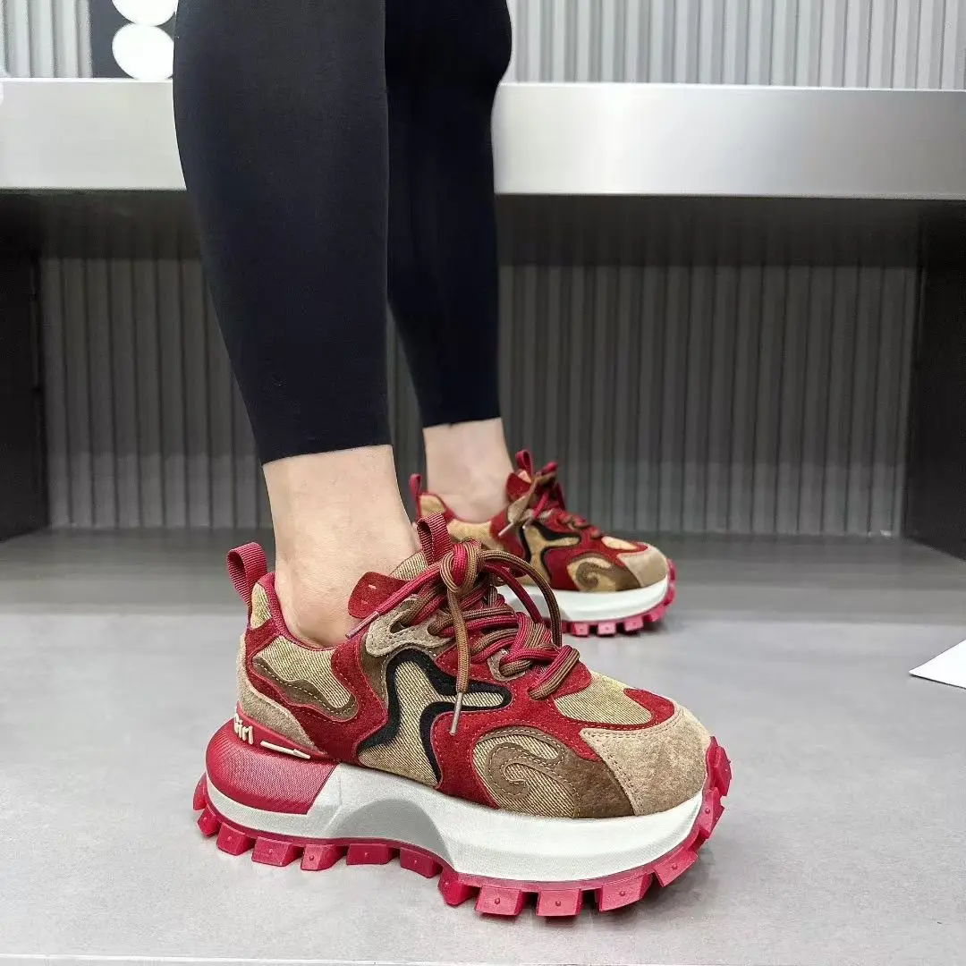 2025 Popular Bestseller Platform Casual Shoes with Height Increase Spring Autumn Trendy Comfortable Chunky Sneakers for Women