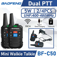 BaoFeng BF-C50 UHF 400-480MHz Transceiver 5W Two Way Radio Type-C Mini Walkie Talkie 16 Channels 1500mAh Dual PTT Ham Radio
