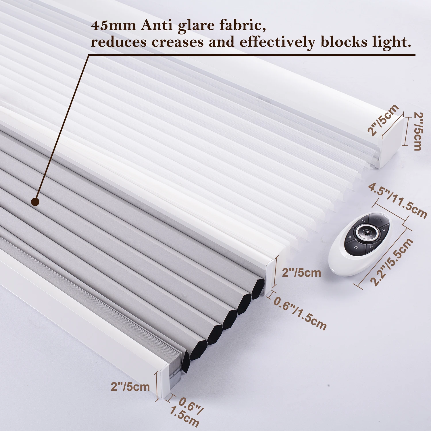 ZSHINE Motorisierte Wabenjalousien für Tag und Nacht, ferngesteuert, individuelle Größe, Zellularjalousien für Fenster