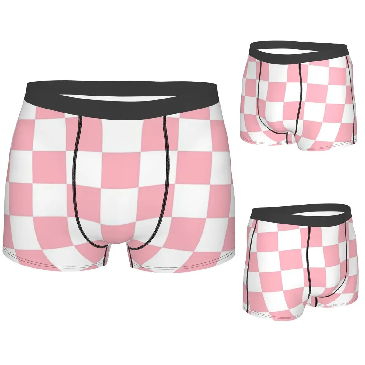 

Boxer Underpants Shorts Pink White Checkerboard Pattern Panties Men's Soft Underwear for Homme Man Boyfriend Gifts