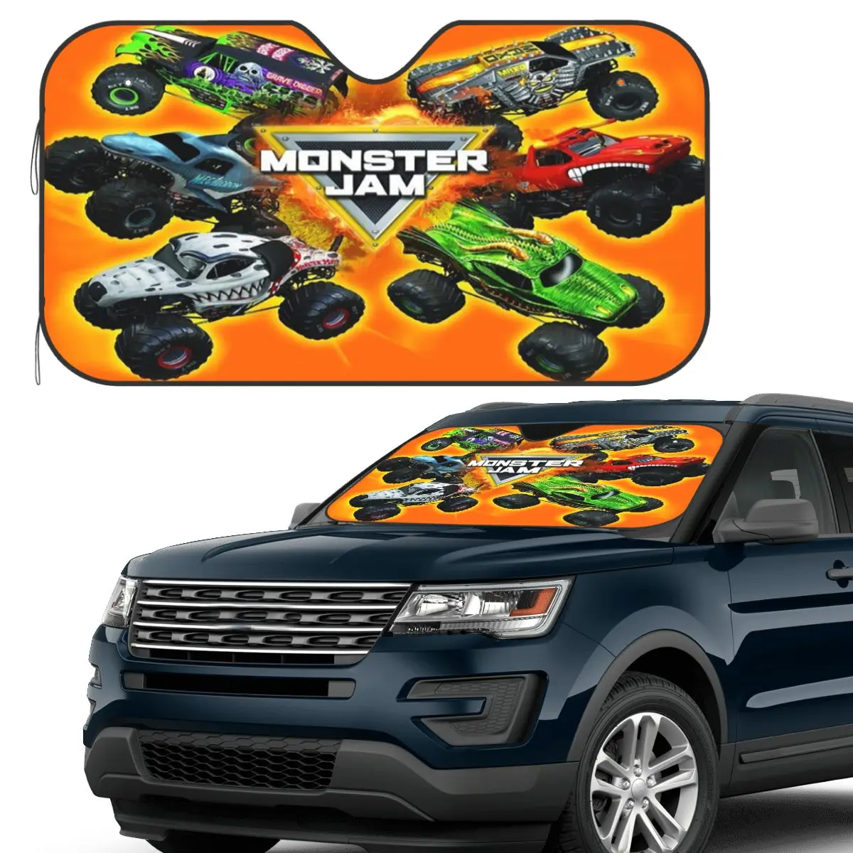 

Классический солнцезащитный козырек Monster Jam Truck, ветровое стекло автомобиля, переднее лобовое стекло, солнцезащитный козырек, аксессуары, чехлы