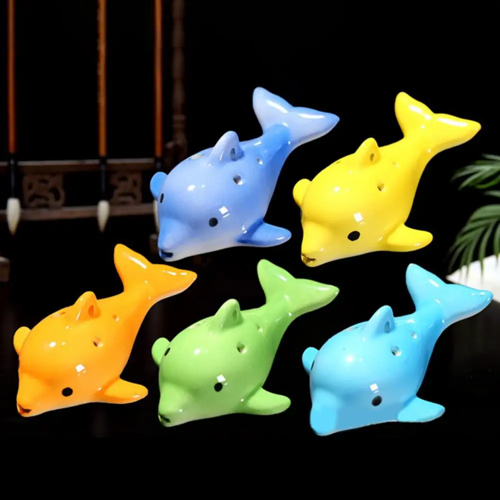 6 Holes Ocarina Dolphin Shape Ocarina Ceramic Ocarina A C F tones 6-Hole Ocarina Music Instrument Accessories