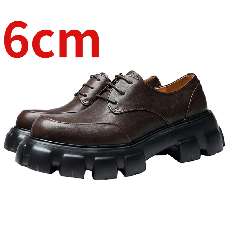 

Genuine Leather Breathable Original Design Retro Gear Gear Shape Leather Shoes for Men's Height Increase 6cm British Derby Shoes