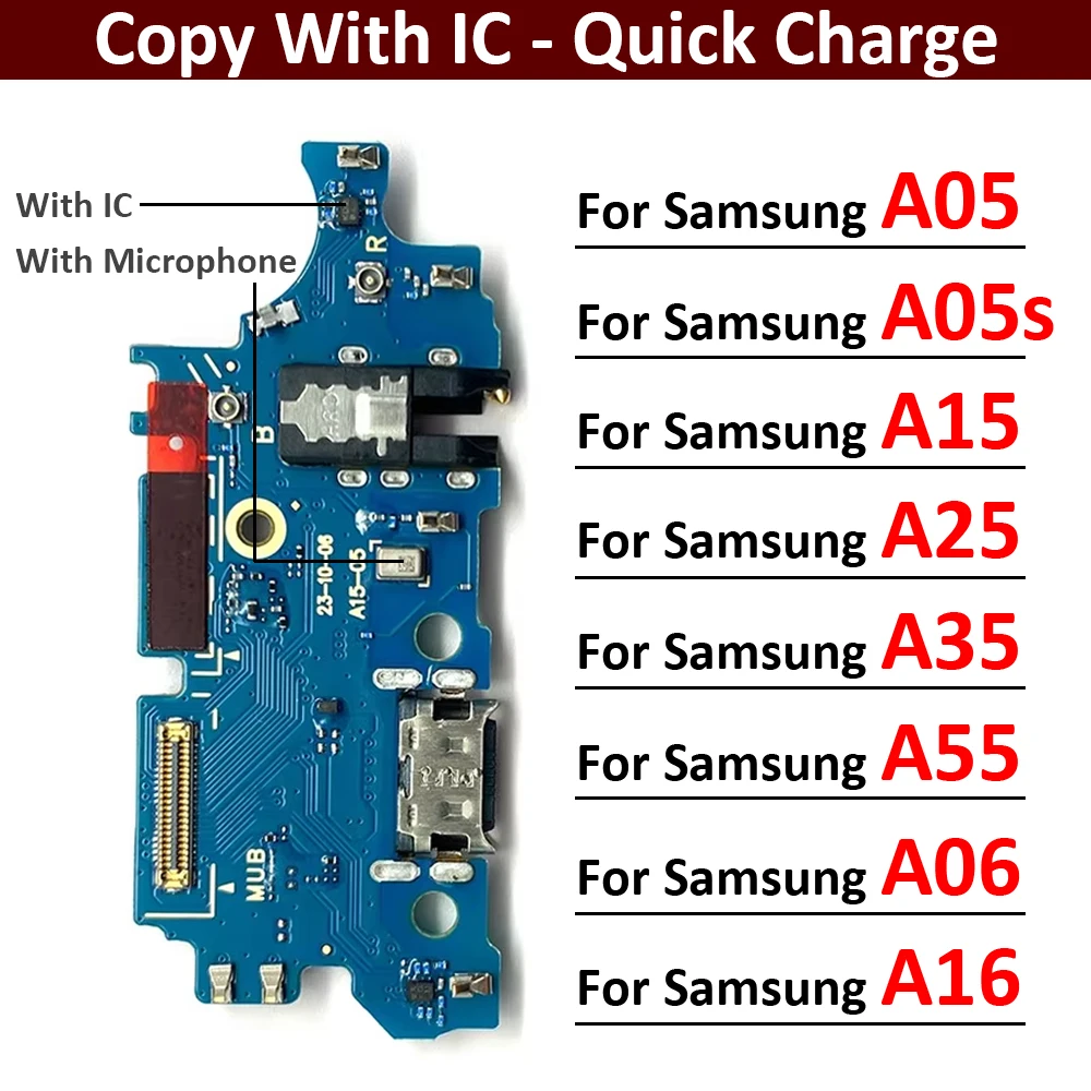 

USB Micro Charger Charging Port Dock Connector Microphone Board Flex Cable For Samsung A05 A05s A15 A25 A35 A55 A06 A16 4G 5G