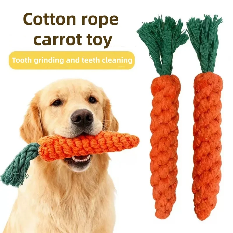 Dog Chew Toy Carrot Knot Toy Cotton Rope Interactive Tug Teething Durable Toy For Puppy Cat Indoor Small Dogs Pet Accessories