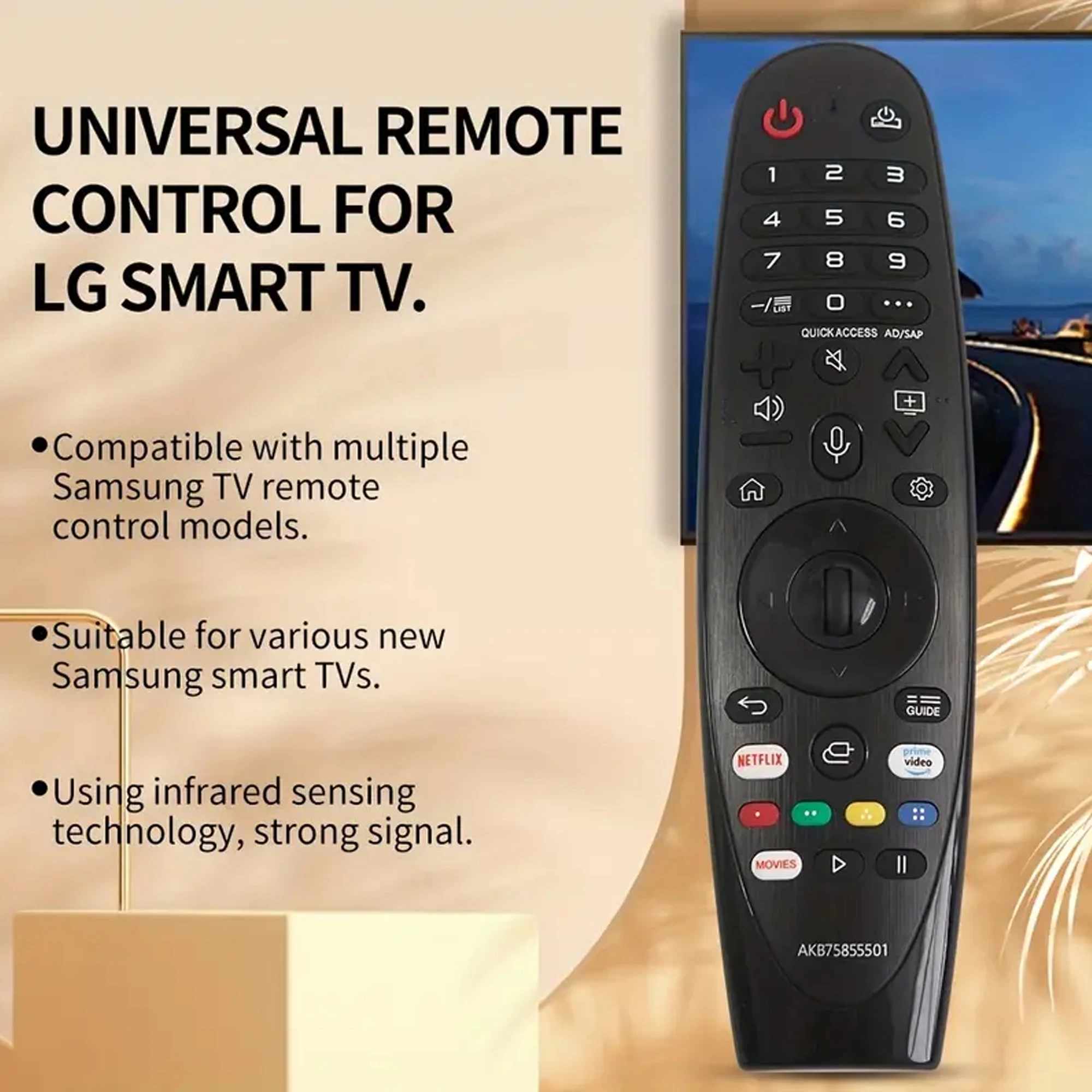 Uniwersalny magiczny pilot do Smart TV (bez/bez głosu i wskaźnika), zamiennik do AKB75855501 MR20GA MR21GA MR21GC MR19BA