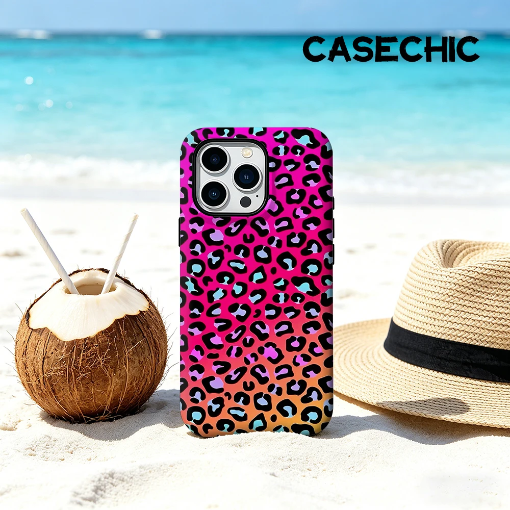 

CaseChic case Matte Bumper For Magsafe Case For iPhone 17 16 15 14 Plus Pro Max Shockproof Hard PC Neon Leopard Cover