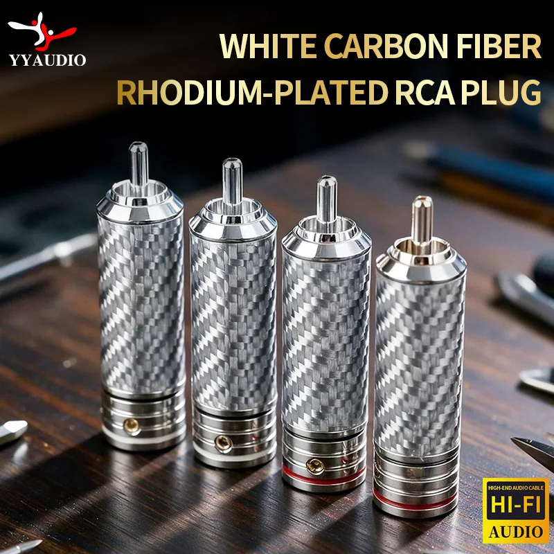 YYAUDIO 4pcs Gold Plated RCA Connector RCA Male Plug Adapter Silver Audio Wire Connector Video Locking Cable Connector