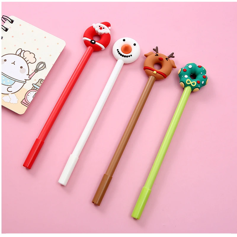 24 Pcs Christmas Donuts Student Neutral Pen Holiday Writing Tool Cartoon School Supplies Office Accessories Back To School