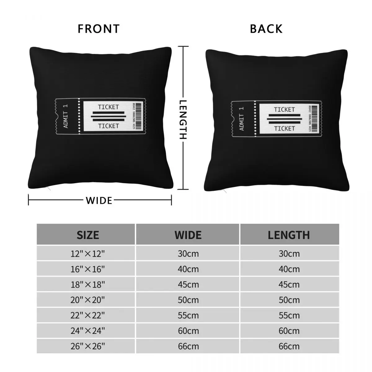 Concert Tickets Admit One Square Pillowcase Polyester Linen Velvet Printed Zip Throw Pillow Case Room Cushion Cover 45x45
