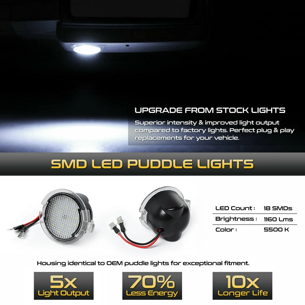 Đèn LED Dưới Mặt Gương Vũng Nước Ánh Sáng Cho Ford Ranger T6 Mustang 6 Nhà Thám Hiểm 5 Fusion Edge Mondeo 5 Chuyến Thám Hiểm F150 tầm Ma Everest