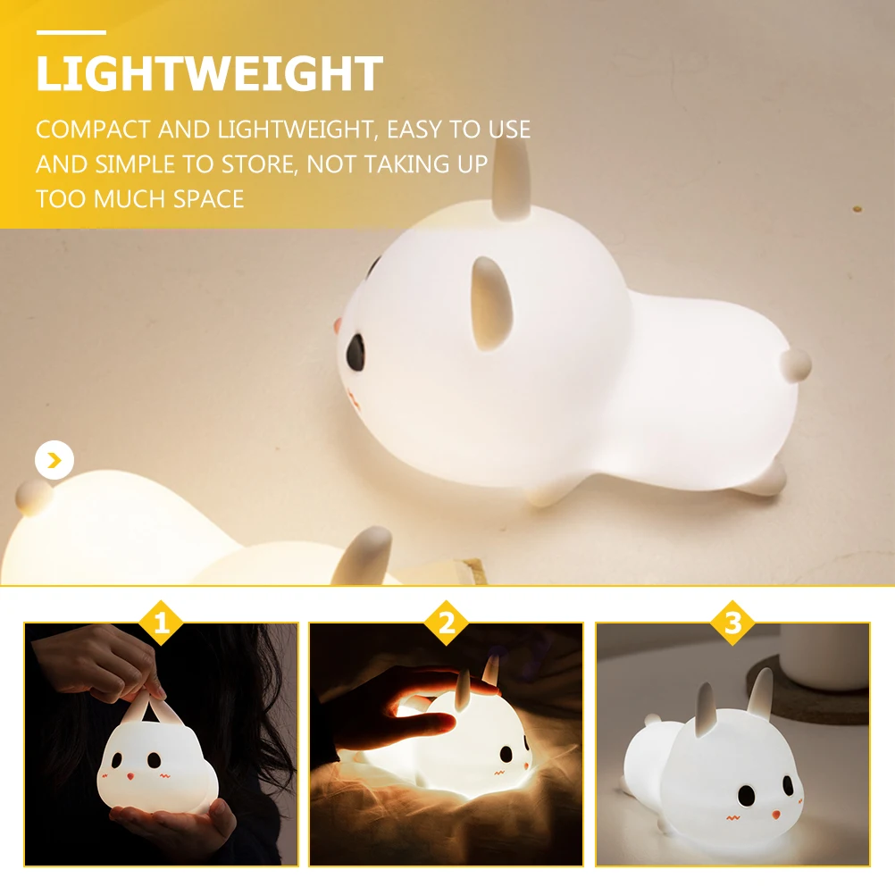 

1pc Silicone Bunny Night Rechargeable Bedside Lamp Decorative Desktop Light Compact Durable Led Light For Home Bedroom Kids