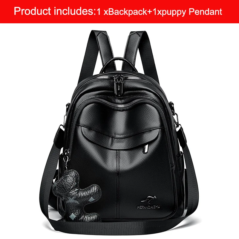 Women's Backpack New Travel Backpack High Quality PU Leather Schoolbag Korean Version Large Capacity Mommy Bag