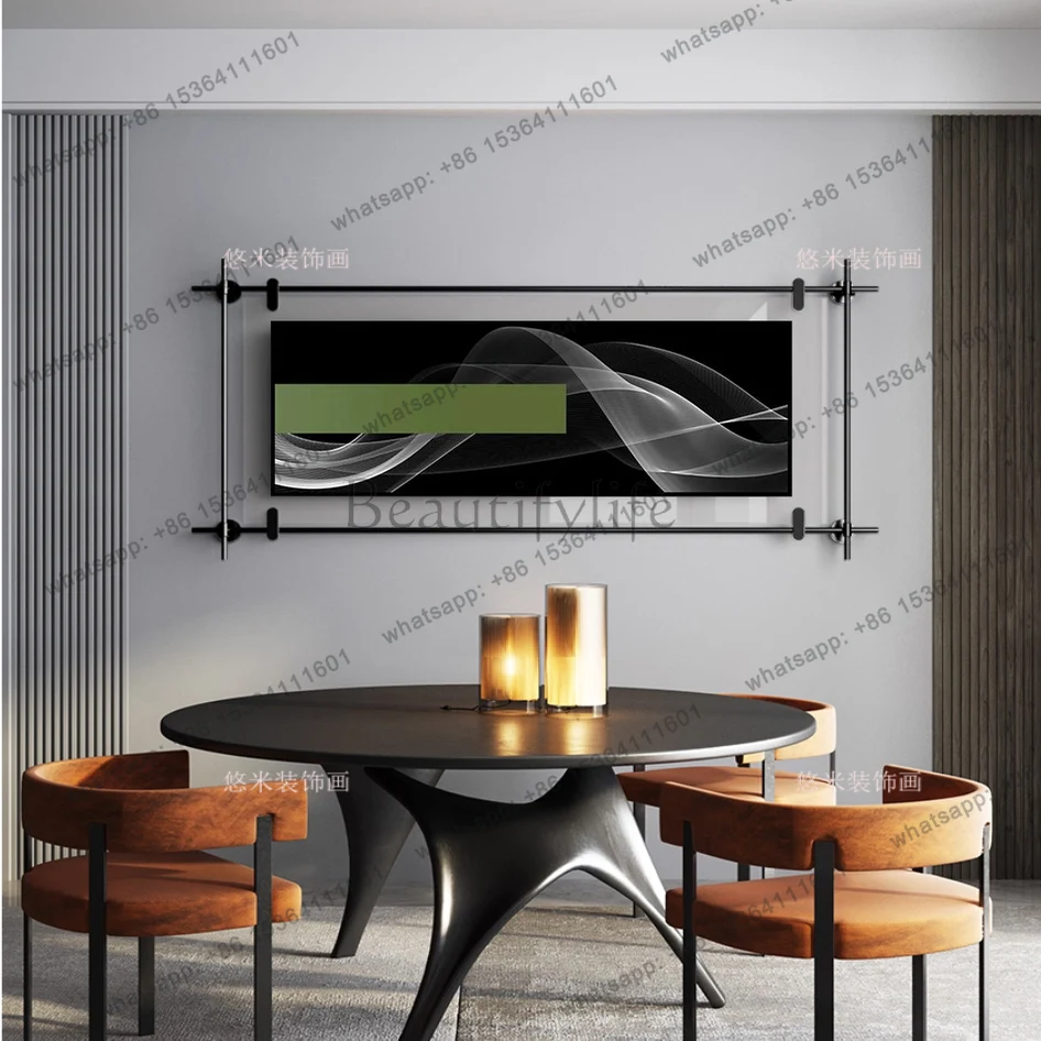Modern minimalist acrylic painting metal rod high-end wall decoration background wall pendant