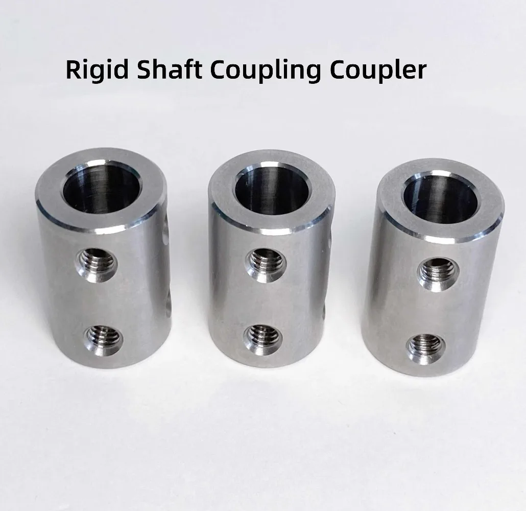 1Pcs  Durable 45# Steel Rigid Shaft Couplers, 3 4 5 6 6.35-12mm Motor Transmission Connectors, Set Screw Style Coupling Sleeves