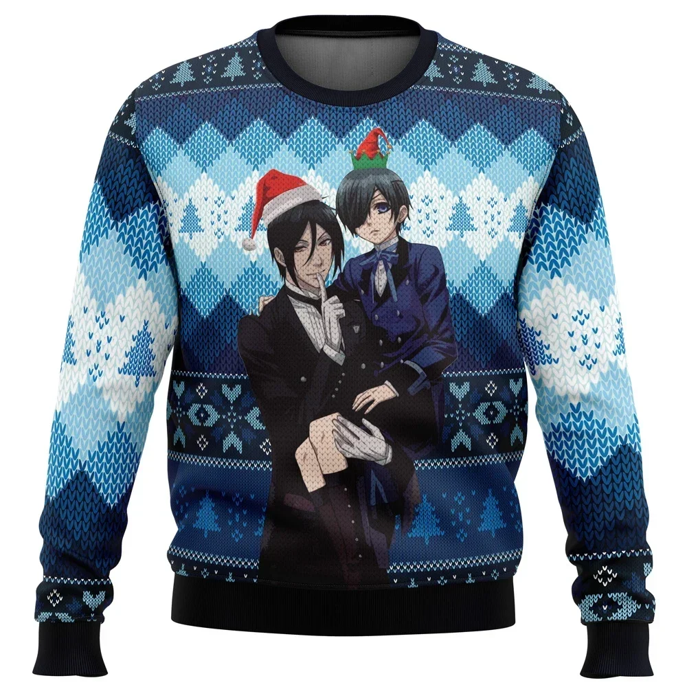 Black Butler Ugly Christmas Christmas  Gift Santa Claus Pullover Men Sweatshirt And Top Autumn And Winter Cloth