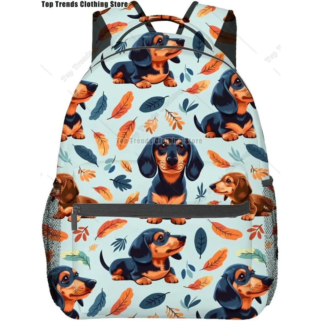 

Cute Dachshund Backpack School Laptop Travel Polyester Lovely Puppy Backpacks for Women Girls Kids Work Casual Daypack
