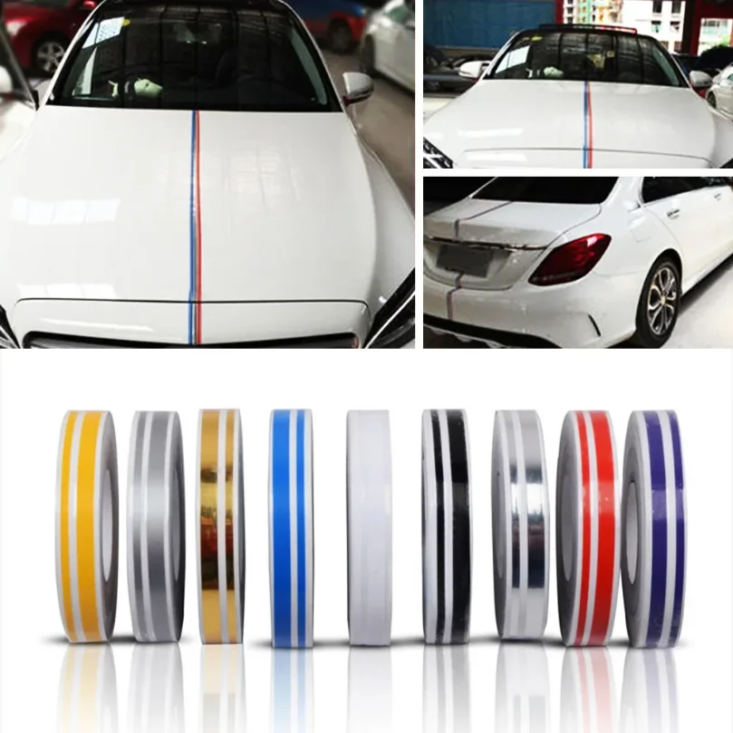 9.8m 1 Roll Striping Pin Stripe Steamline Double Line Tape Car Body Decal Vinyl Sticker Car Decoration Styling Tools Multicolor