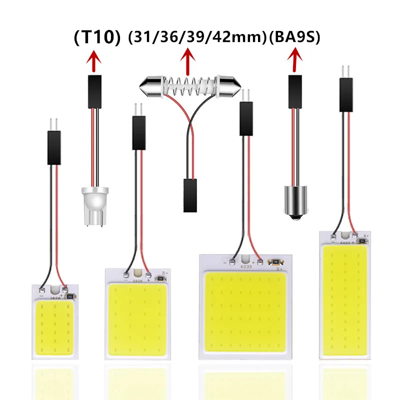 Car LED Bulb CANBUS T10 W5W 194 31/36/39/42mm 12V COB/18-48smd Auto Interior Reading Lamp License Plate Lights Car Dome Bulbs