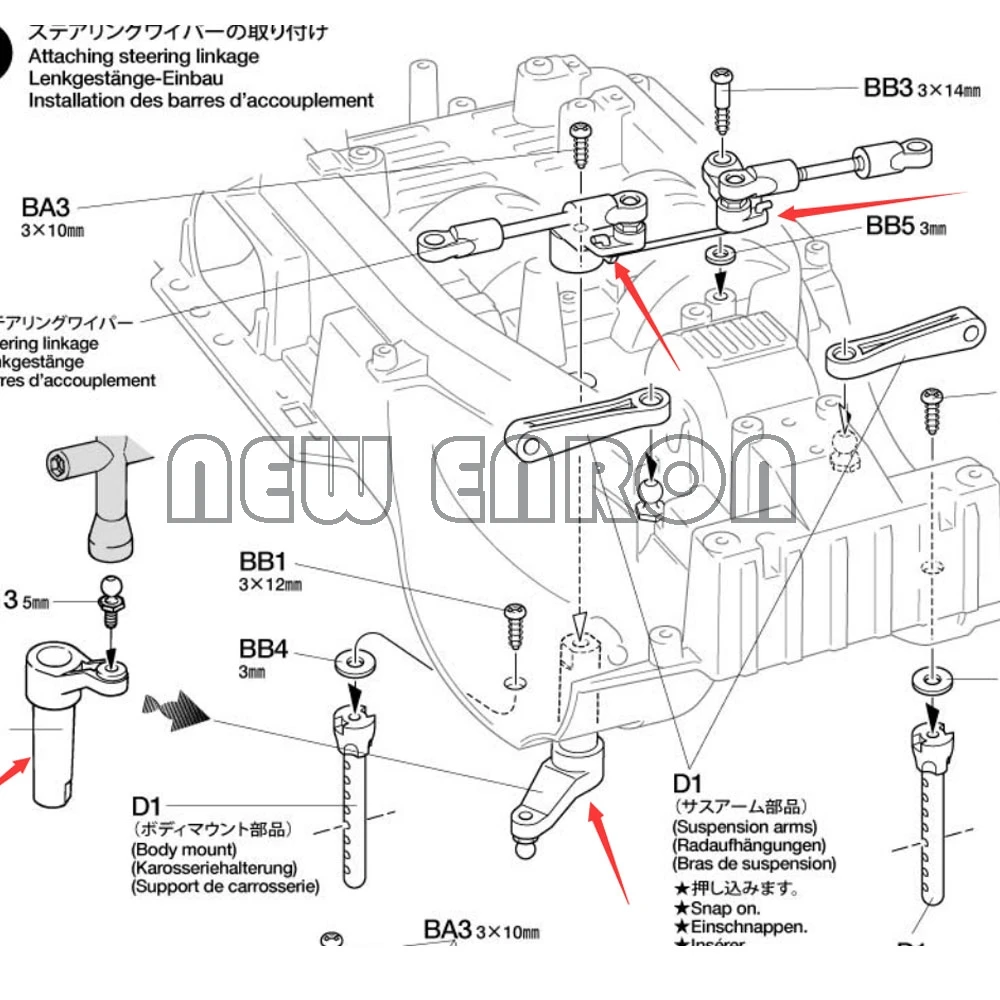 NEW ENRON 1Set Aluminum #CC048 Bearing Steering Bell crank Assembly Upgrade Accessories for RC Model Cars 1/10 Tamiya CC-01 CC01