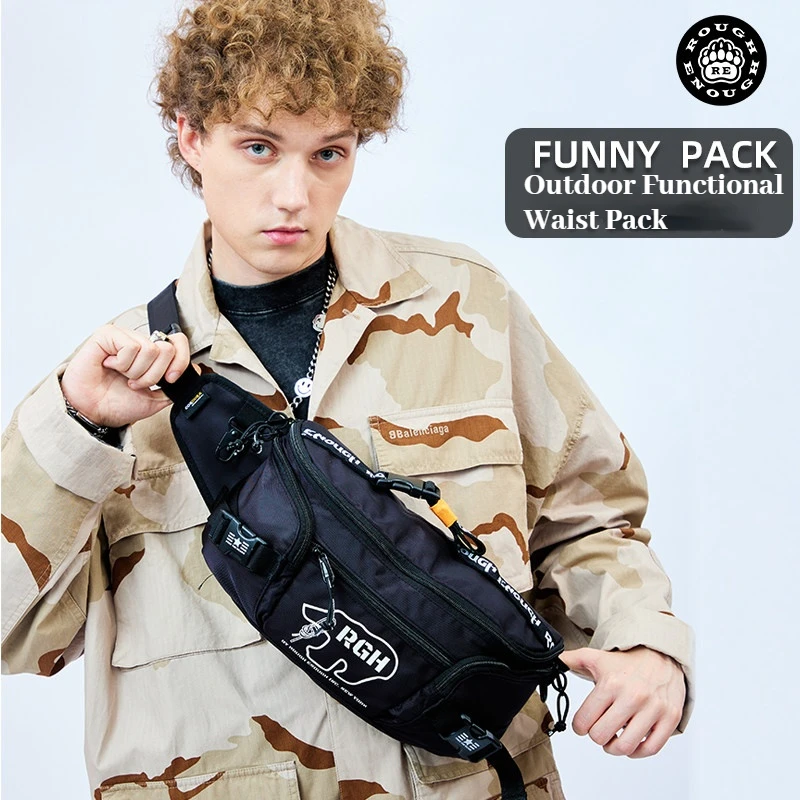 RGH Men Luminous Waterproof Functional Chest Bag, Cycling Waist Crossbody Pack, Multifunctional Outdoor Locomotive Lure Fishing