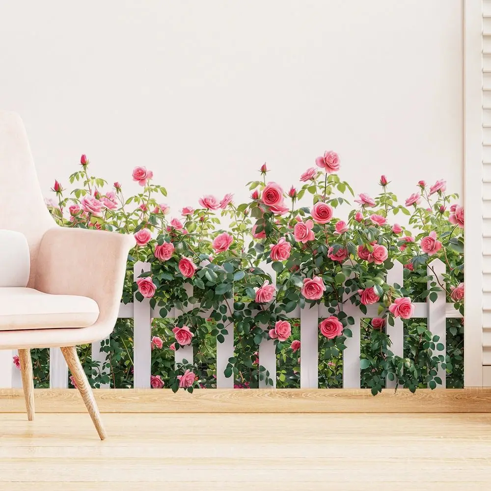 Multicolor Flower Wall Sticker Flowers Pattern Self-adhesive Wall Art Background Wall Ornament Fence Design Decorative Sticker