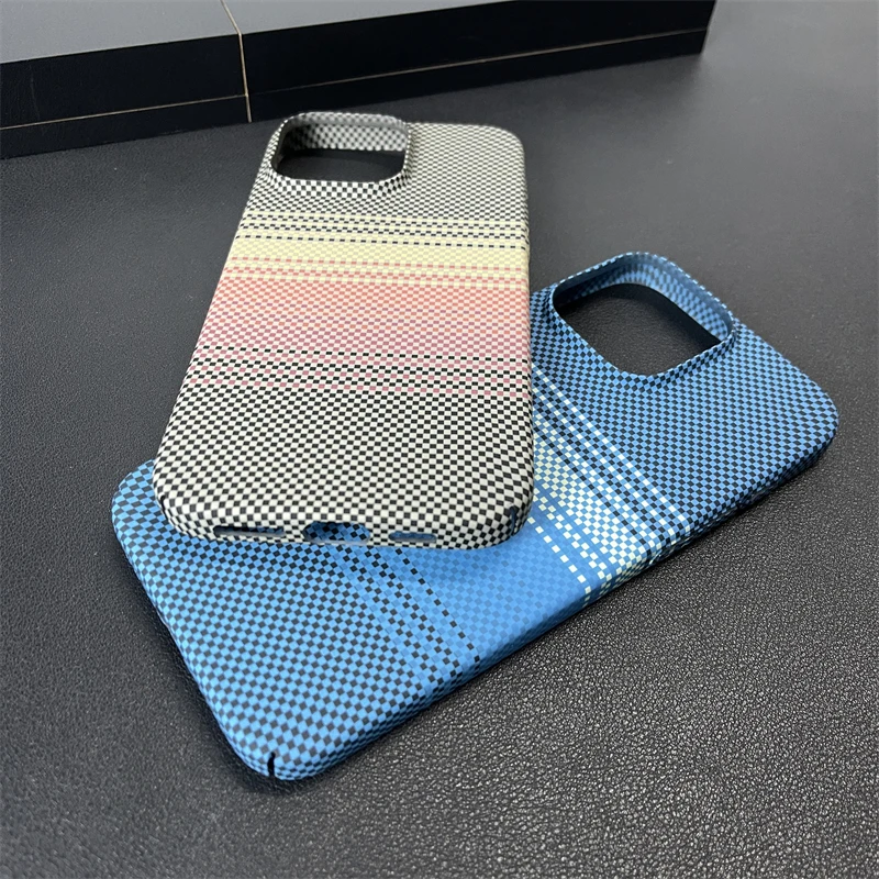 Luxury Aramid Carbon Fibre Ultra Thin Case For iPhone 15 Pro Max 16 14 13 12 Shockproof Camera Protection Hard Bumper PC Cover