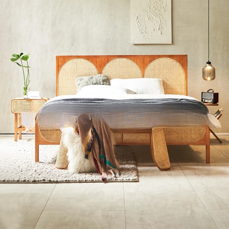 

Скандинавская однотонная современная главная спальня, двуспальная креативная лоза для проживания в семье