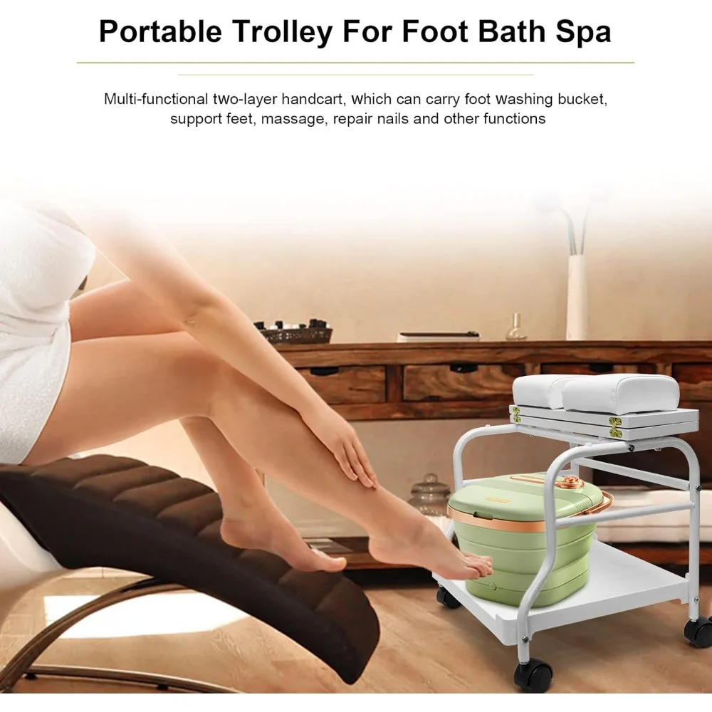 Beauty Salon Nail Or Foot Bath Spa Portable Esthetician Trolley Cart Foot Rest Pedicure Manicure Funiture Massage Table Salon