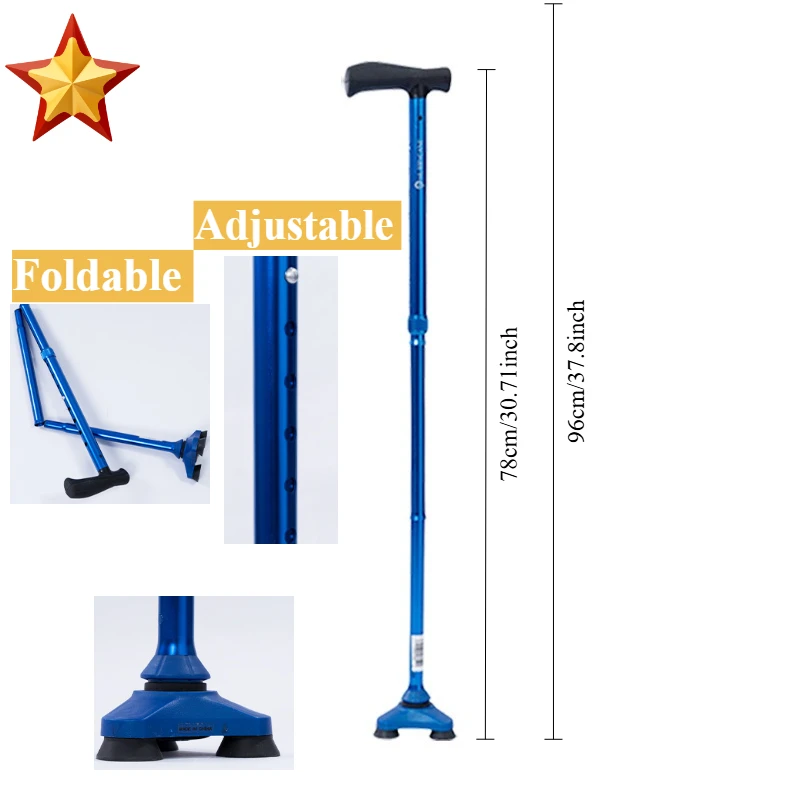 

Crozier Cane Walking Stick Crosier Aluminum Alloy Two Thickened Telescopic Crutches The Elderly Anti-skid Cane Mountaineering