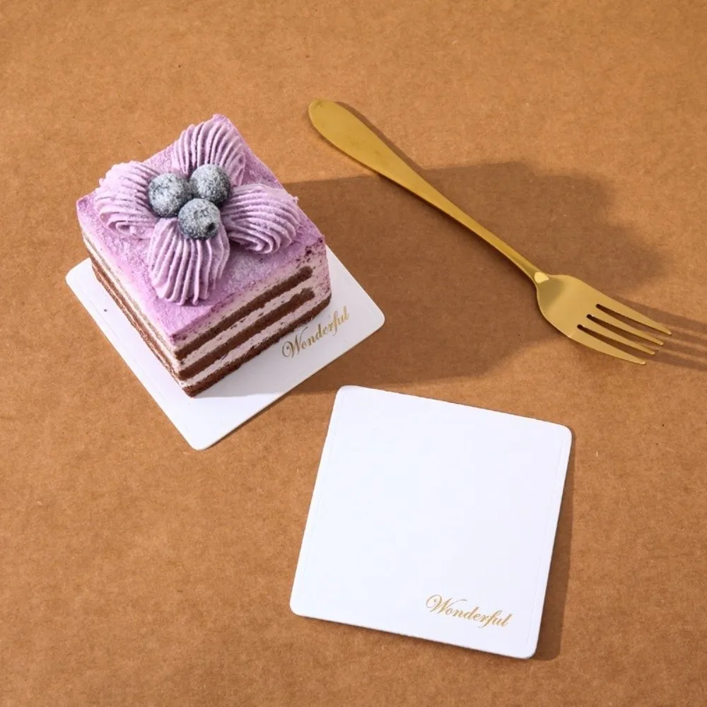 50/100pcs New Disposable Dessert Boards Thicken Paper Golden White Mousse Cake Base Round Square Paper Food Mats Cake Decor