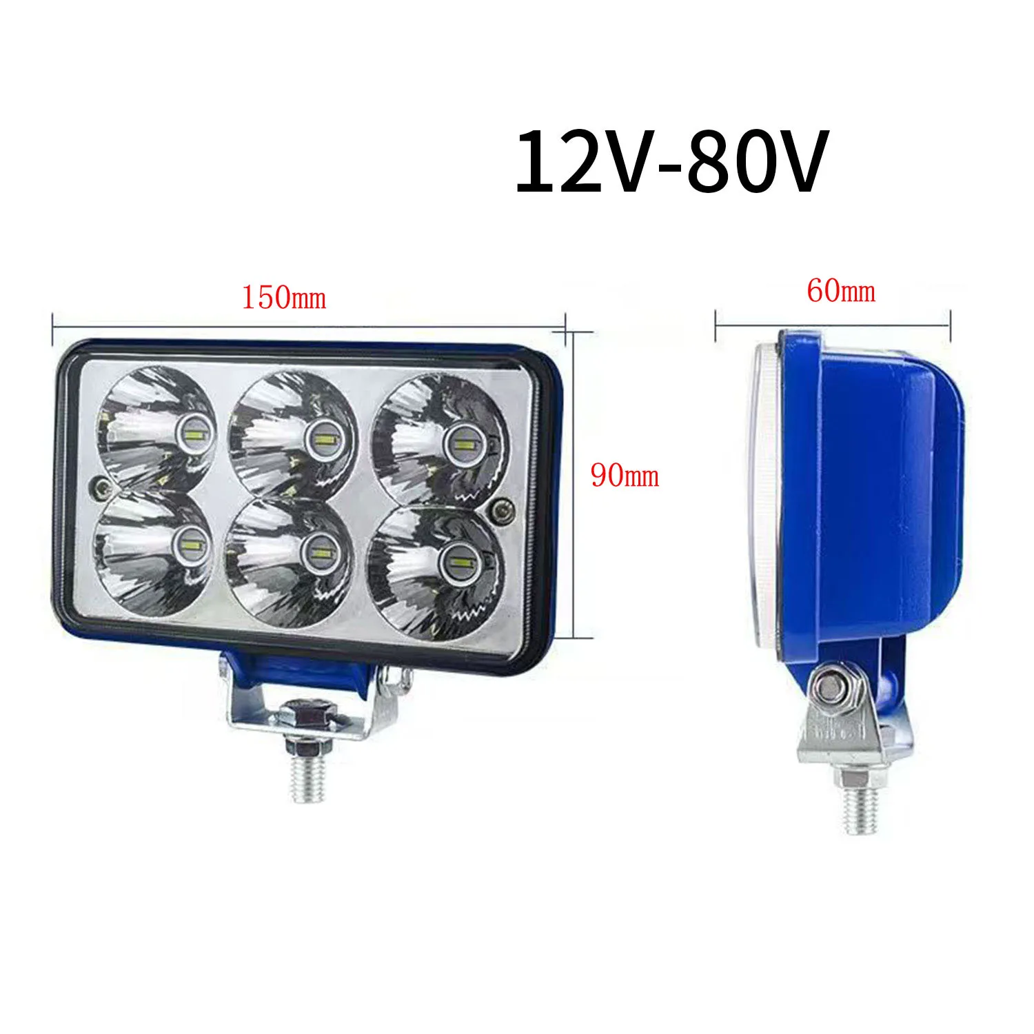 LED Light 4 Inch 45W 12V 80V Input Aluminum Housing Waterproof 150x90x60mm Blue Silver For Car Truck Auxiliary Lamp