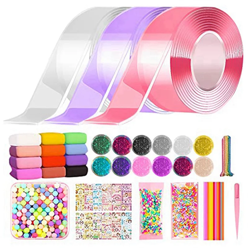 Color Nano Tape Bubble Kit for Kids Magic Sticky Ball DIY Elastic Bubbles Nano Tape Toys Double Sided Bubblable Tapes