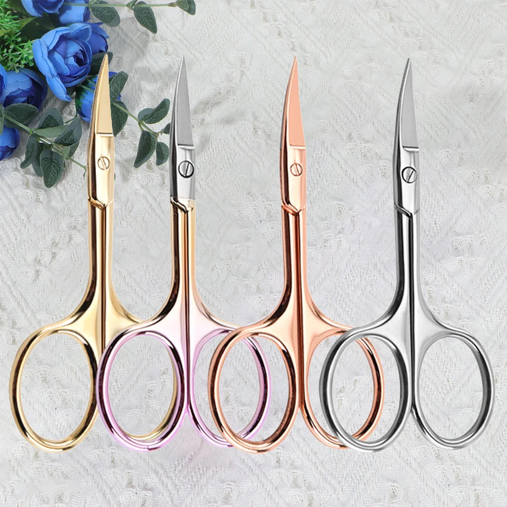

4Pcs Stainless Steel Colorful Beard Trimming Scissors Mustache Shears for Barber Home DIY Precise Anti-Rust Nose Hair Cutting