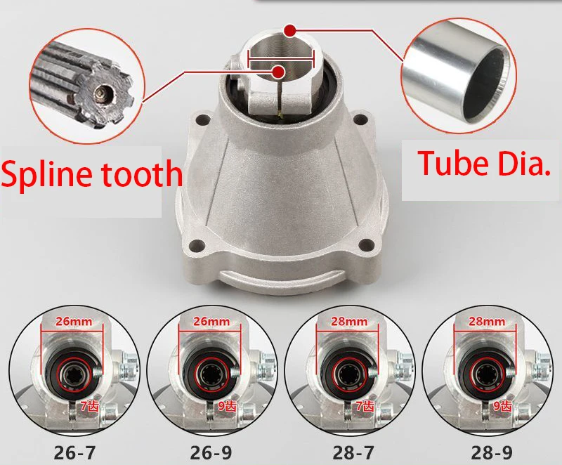 Imagem -06 - Tubo Tubo Furo 26 mm 28 mm Dente Embreagem Casa Saída de Potência Assento Aparador de Grama Cortador de Escova Pole Saw 43cc 52 Cg520 Cg430 63cc