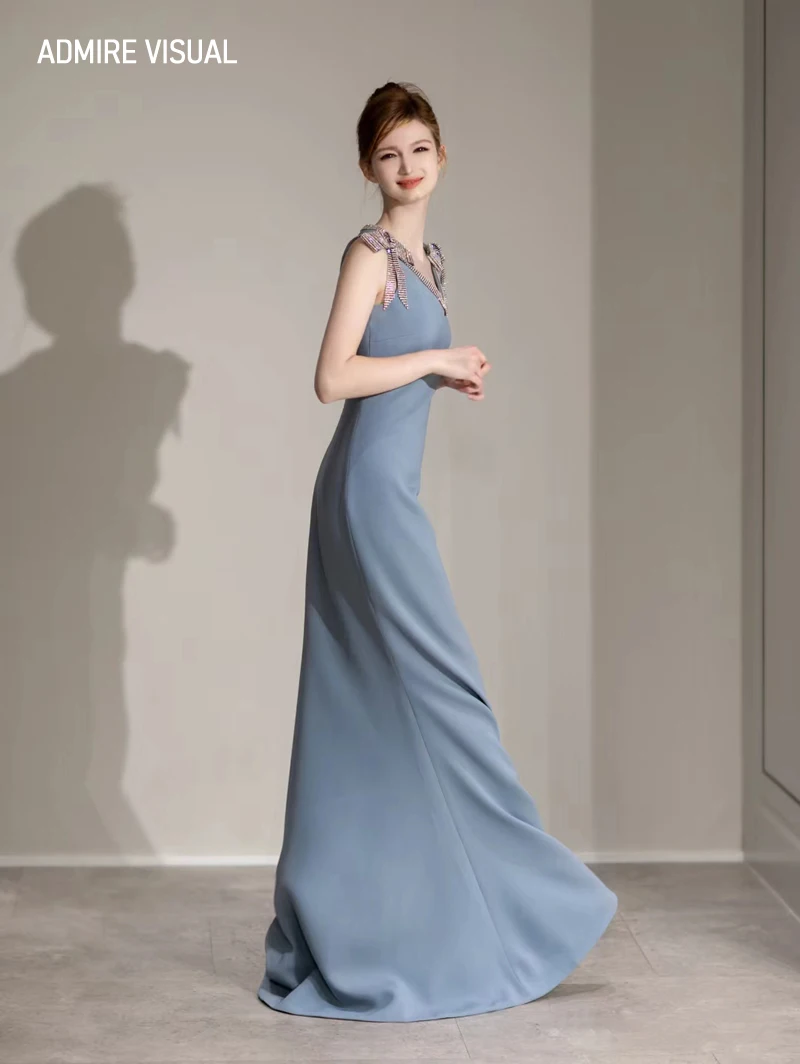 Long Prom Dress Mermai V-Neck Neckline  Sleeveless With Bow On The Shoulder Elegant Special Occasion Gowns