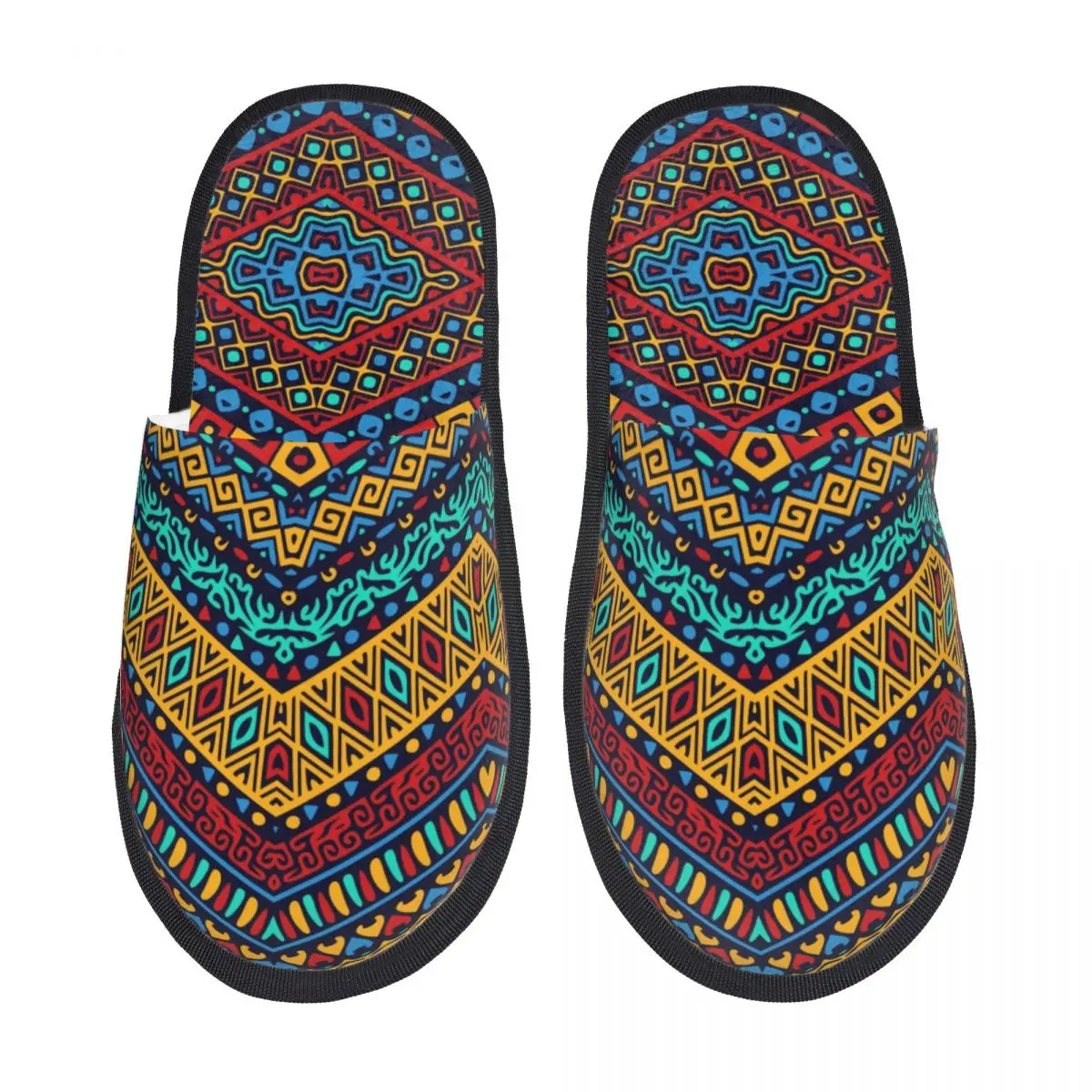 

Custom Colorful African Tribal Pattern House Slippers Women Soft Memory Foam Shoes Africa Ankara Cozy Warm Anti-Skid Slipper