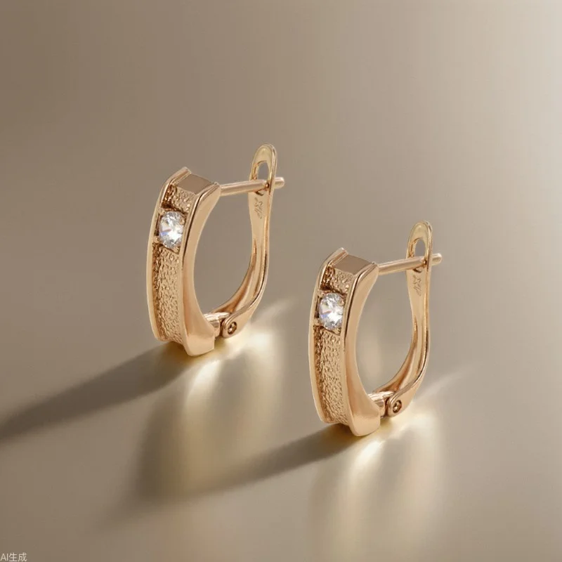 Gold-Plated Alloy T-Bar Clasp ต่างหูสไตล์ Minimalist ผู้หญิงอุปกรณ์เสริมหู