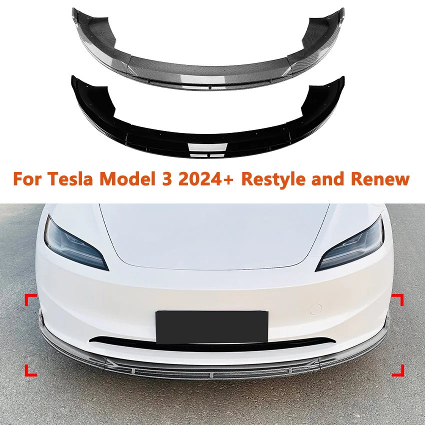 

Car Three Stage Front Bumper Lip Spoiler Splitter For Tesla Model 3 2024+ Restyle and Renew Body Exterior Protector Modification