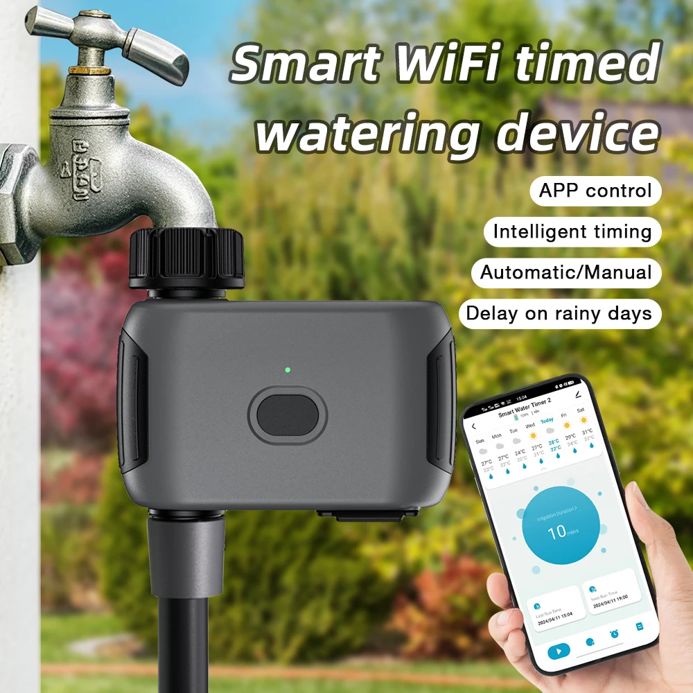 

Система полива сада с Wi-Fi, интеллектуальный таймер для орошения, управление через приложение, спринклерный водяной клапан, 1-зонный программируемый таймер