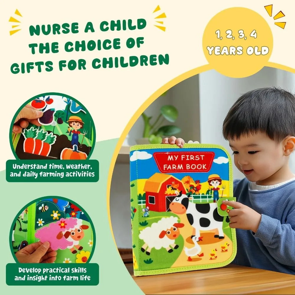 

Sensory Toys Farm Animal Story Montessori Toys Felt Life Skills Matching Busy Cloth Book Early Education Felt Book Preschool