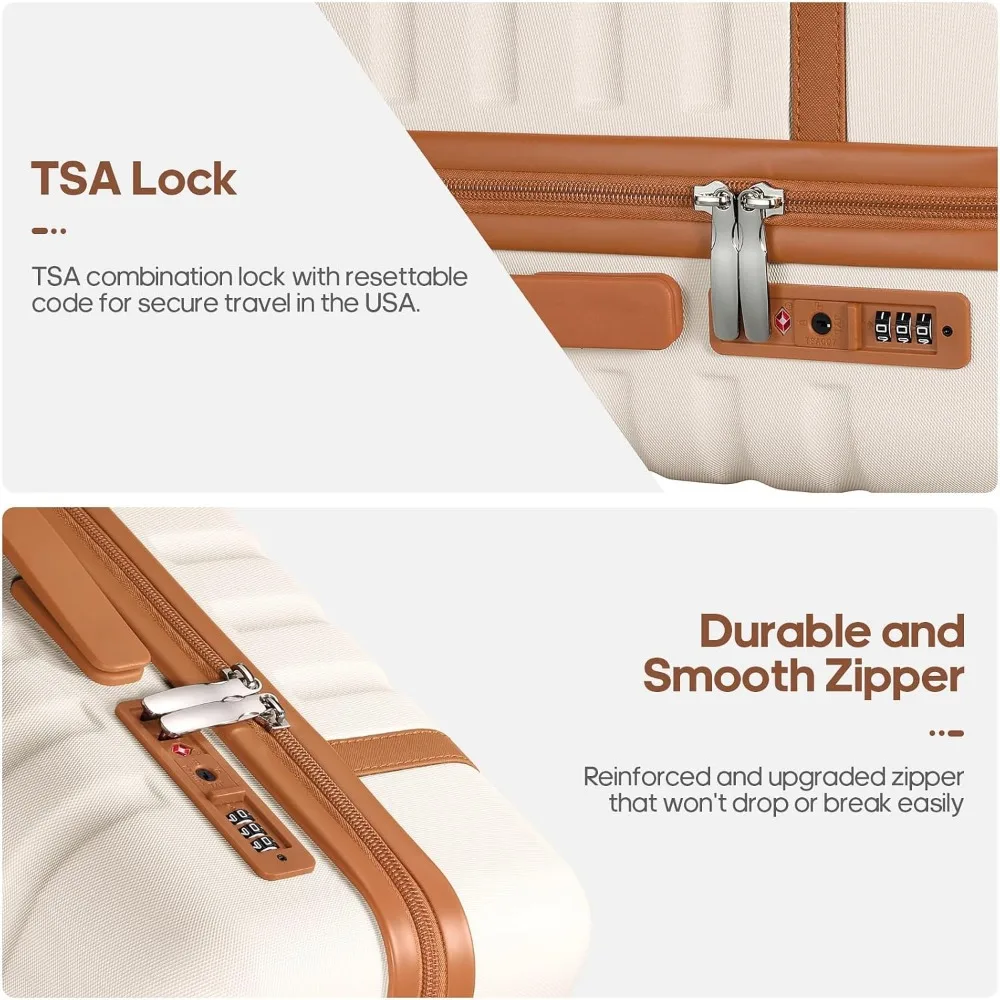 3-teiliges Hardside Spinner Gepäckset – 20 Handgepäck mit TSA-Schloss, robuster PC-Koffer für Reisen