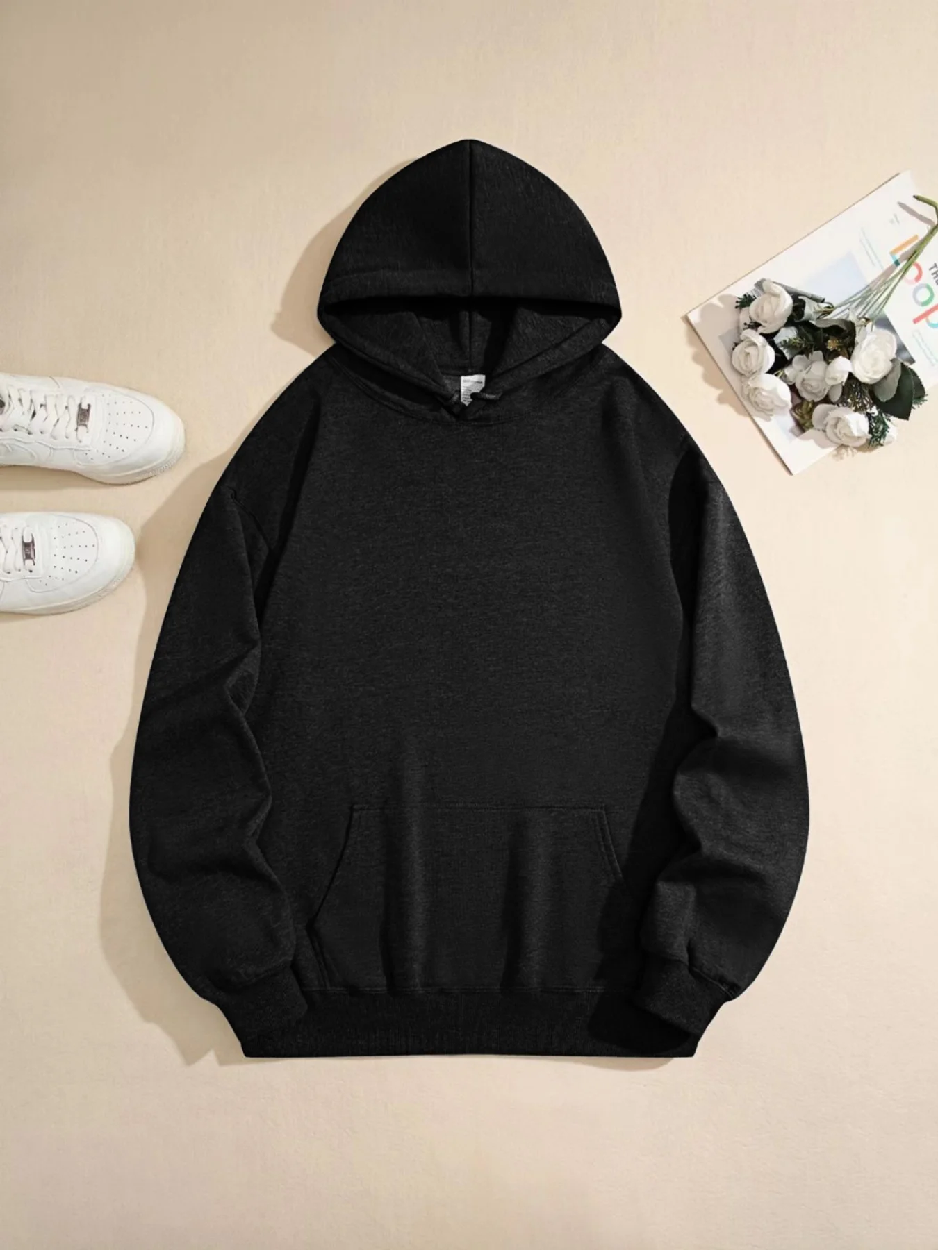 Banners, trendiger, lässiger Damen-Hoodie mit amerikanischem Flaggen-Aufdruck, einfarbiger Hoodie, lockerer Hoodie