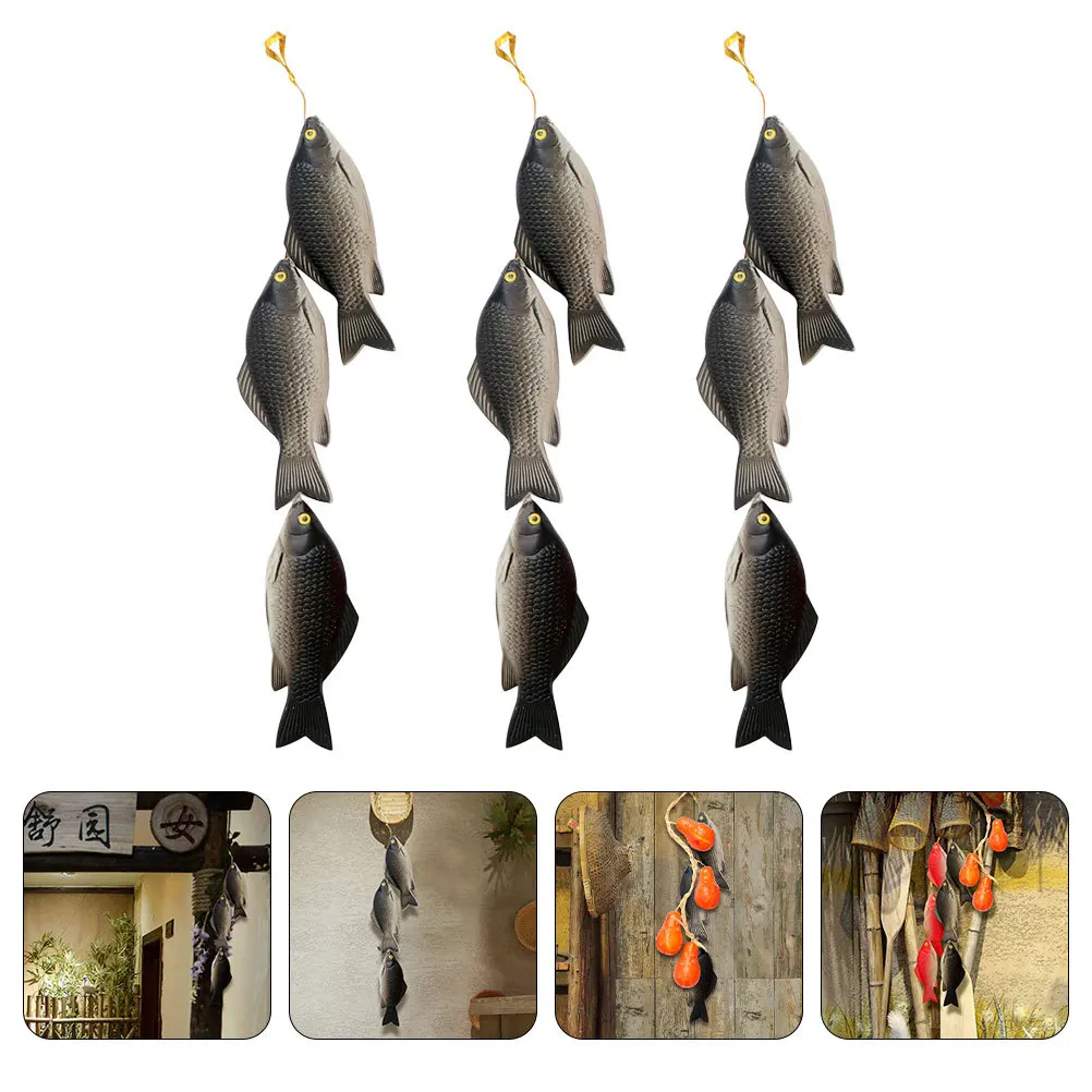 

3Pcs Fake Pendant Simulated Fish Decor Lifelike Farmhouse Photo Prop Kitchen Ornament Home Party Decoration Display
