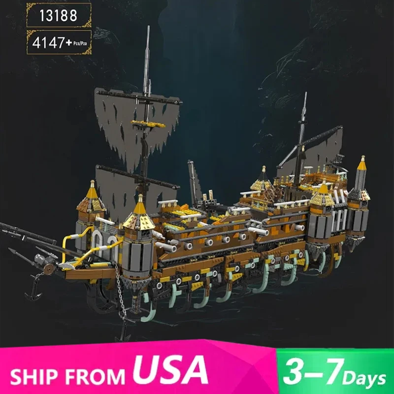 

4147PCS Movie MOC The Silent Mary Ship Building Blocks Medieval Exploration Ship Model Educational Brick Toys Kid Christmas Gift