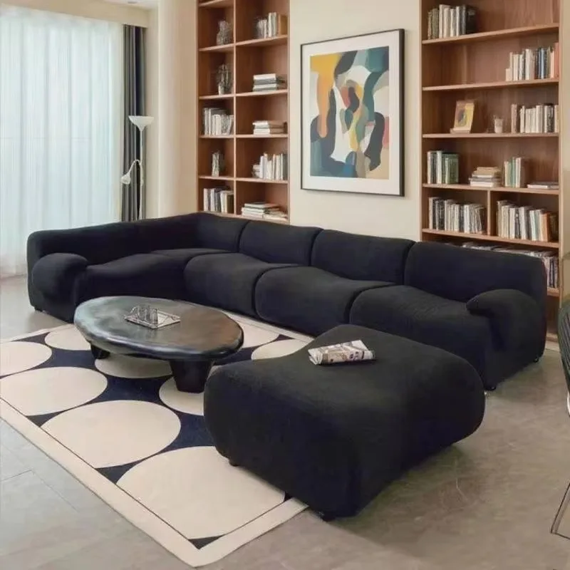 Commercial Office Modular Sofa Set Medium-Density Sponge Velvet Upholstered Designer Executive Client Meeting Area