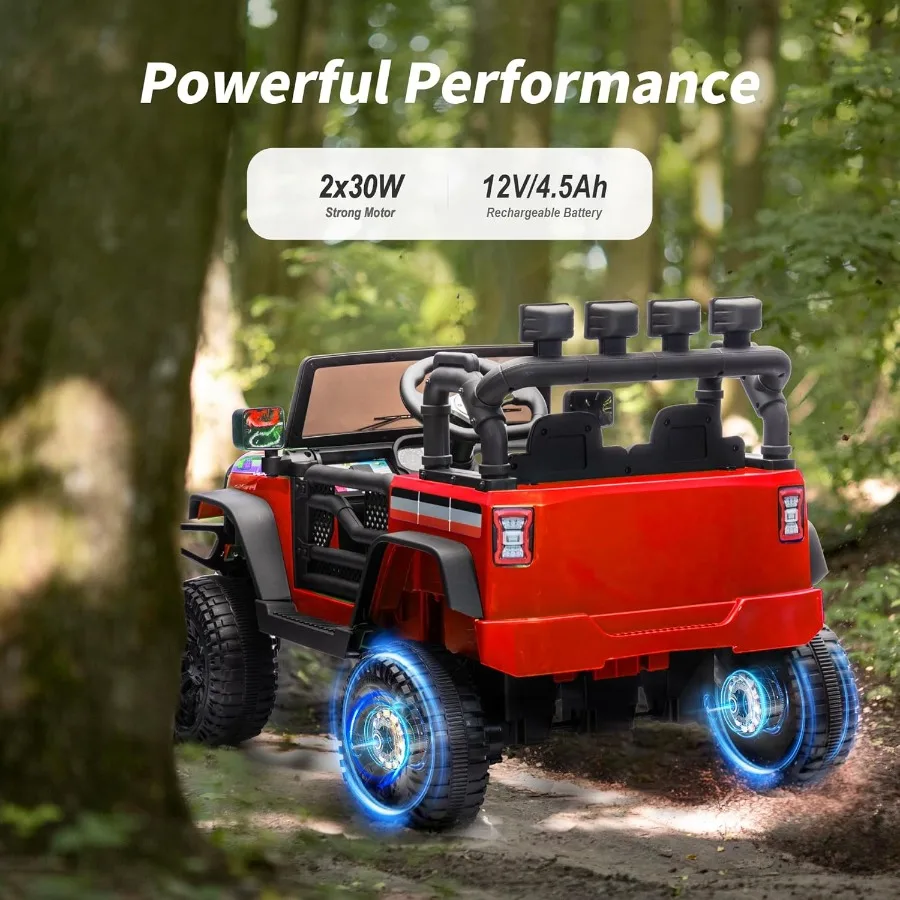 12V 電動乗用車トラック、幼児向け電動乗用玩具（3～5歳）、リモコン付き - レッド