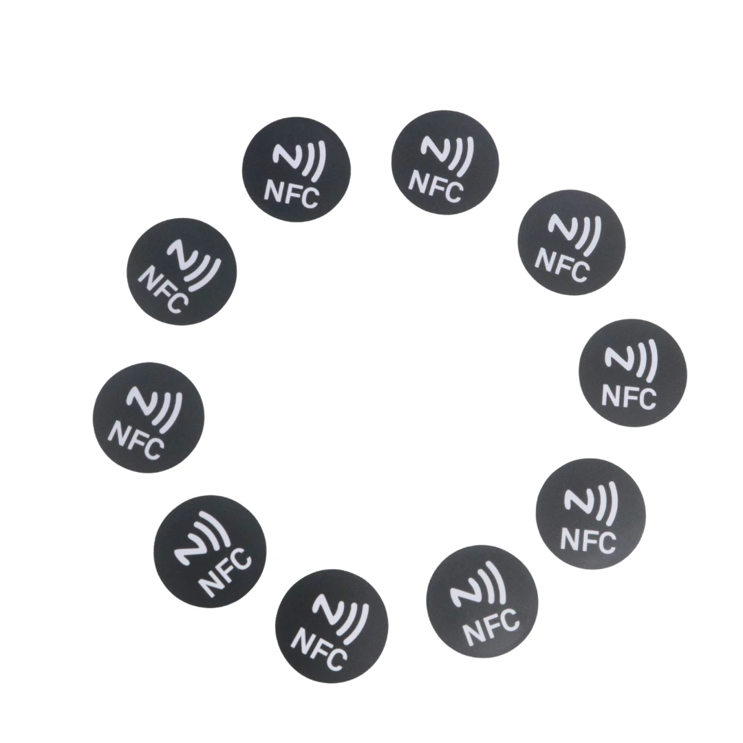 10PCS, 13.56MHZ Genuine NFC Ntag216 Anti-metal Sticker, Round Dia20/25mm ISO14443A Smart Tags