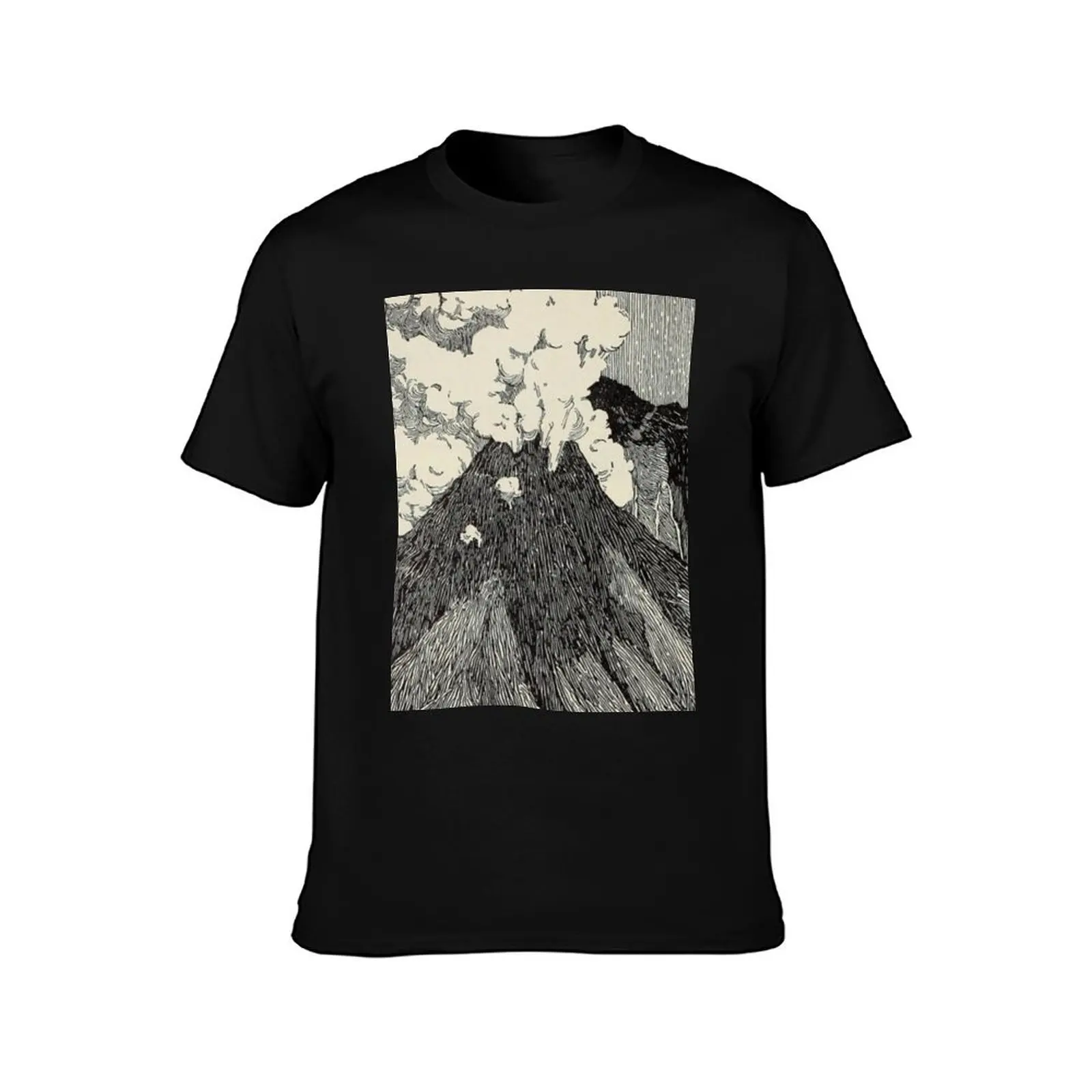 Naturalist Volcano T-Shirt Summer Casual Cotton Tee Oversized Streetwear Tops Vintage Graphic Print Loose Fit Short Sleeve