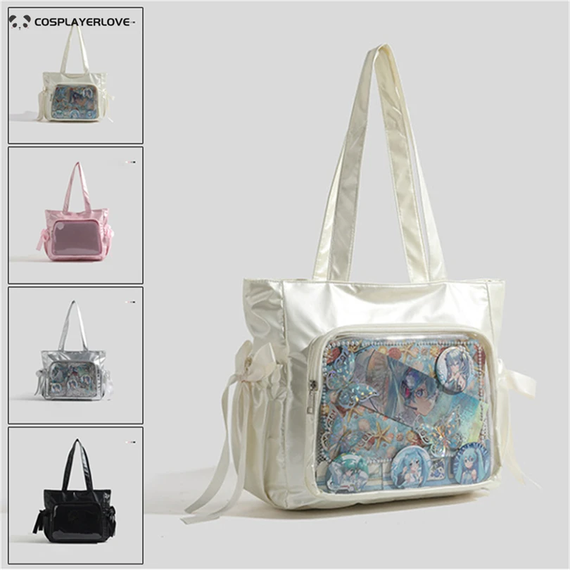 2026 Original Lolita Jirai Kei Itabag Work Package Crossbody Bag Square Leather PVC Transparent Ladies Large Capacity Handbag